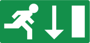 Sticker met pictogram nooduitgang naar beneden