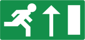 Bord met pictogram nooduitgang rechtdoor
