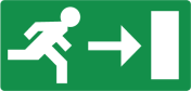 Bord met pictogram nooduitgang rechts