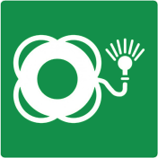 Sticker met pictogram reddingsboei meet lamp ISO 7010