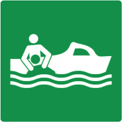 Sticker met pictogram reddingsboot ISO 7010