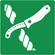 Sticker met pictogram mes reddingsvlot ISO 7010
