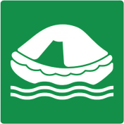 Sticker met pictogram reddingsvlot ISO 7010