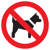 Sticker met pictogram Honden verboden ISO7010 - P021 (Raamsticker)
