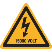 Sticker met pictogram / spanningsaanduiding "Waarschuwing 15000 volt" - ISO 7010 - W012