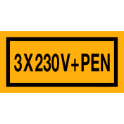 Sticker met tekst "3x230V+PEN"