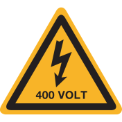 Sticker met pictogram / spanningsaanduiding "Waarschuwing 400 volt" - ISO 7010 - W012