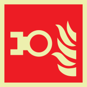 Fotoluminescerende sticker met pictogram aansluitpunt droge blusleiding