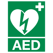 Sticker met pictogram en tekst AED - ILCOR