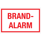 Sticker Brandalarm - tekststicker met rode tekst