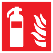 Sticker met pictogram van een brandblusser met vlam - ISO 7010 - F001