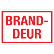 Sticker Branddeur - tekststicker met rode tekst