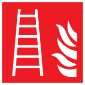 Sticker met pictogram van een brandladder in het rood met wit