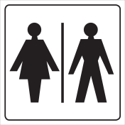 Witte sticker voor aanduiding ruimte voor dames en heren