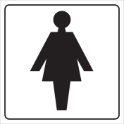 Sticker met pictogram van een dame voor aanduiding toilet of kleedruimte