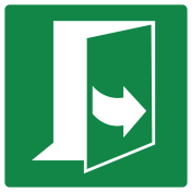 Sticker met pictogram nooduitgang trekken linkerklant ISO 7010
