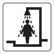 Witte sticker met pictogram voor aanduiden douche voor dames