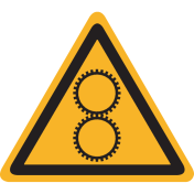 Sticker met pictogram "Waarschuwing Draaiende Delen - Tandwielen"