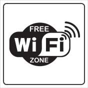 Witte sticker met pictogram om een gratis wifi zone aan te duiden