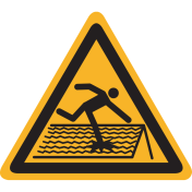 Sticker met pictogram "Waarschuwing Doorzakgevaar Dak" - ISO 7010 - W036