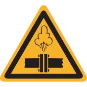 Sticker met pictogram "Waarschuwing Hete Stoom"