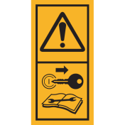 Machinemarkering sticker waarschuwing "Gevaar! Motor afzetten en sleutel verwijderen voor reparatie en onderhoud" volgens ISO 11684