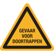 Sticker met tekst "Gevaar voor doortrappen"