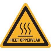 Sticker met pictogram en tekst "Waarschuwing heet oppervlak" - ISO 7010 - W017