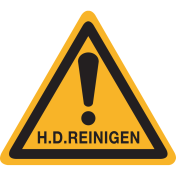 Sticker met pictogram "Let op, HD Reinigen"