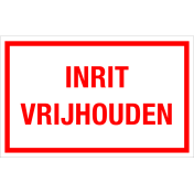 Sticker Inrit Vrijhouden - tekststicker met rode tekst