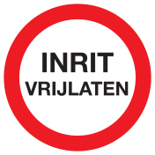 Sticker met tekst Inrit vrijlaten