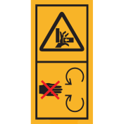 Machinemarkering sticker waarschuwing "Knel- en pletgevaar voor hand en vingers, Verwijder veiligheidsscherm niet" volgens ISO 11684