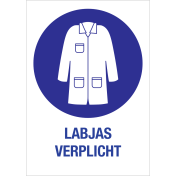 Sticker met pictogram en tekst Labjas verplicht