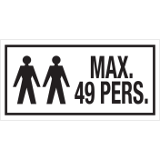 Sticker Maximaal 49 personen - tekststicker met zwarte tekst