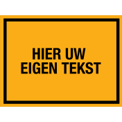 Sticker met Eigen Tekst - geel met zwarte tekst en kader