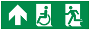 Sticker Nooduitgang rechtdoor linkerkant beperkte mobiliteit