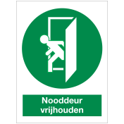 Nooddeur vrijhouden groen/wit (sticker)