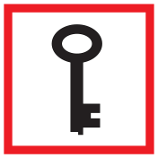 Sticker met pictogram van een noodsleutel