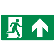 Sticker met pictogram nooduitgang rechtdoor ISO 7010