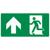 Sticker met pictogram nooduitgang rechtdoor linkerhand