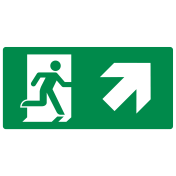 Sticker met pictogram nooduitgang rechts omhoog