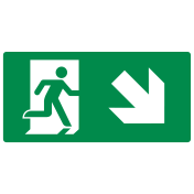 Sticker met pictogram nooduitgang rechts naar beneden ISO 7010