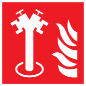Sticker met pictogram van een ondergrondse brandkraan met vlam