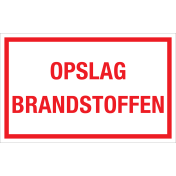 Sticker Opslag Brandstoffen - tekststicker met rode tekst
