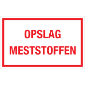 Sticker Opslag Meststoffen - tekststicker met rode tekst