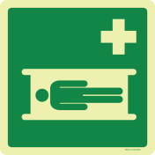 Fotoluminescerende sticker met pictogram brancard - ISO 7010