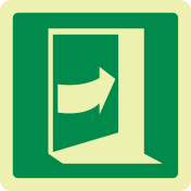Fotoluminescerende sticker met pictogram nooduitgang duwen rechterkant IOS 7010