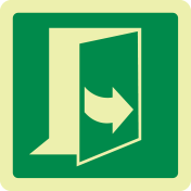 Fotoluminescerende sticker met pictogram nooduitgang trekken links