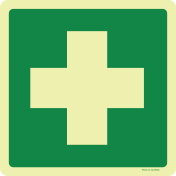 Fotoluminescerende sticker met pictogram EHBO - ISO 7010