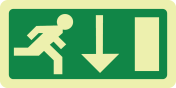 Fotoluminescerende sticker met pictogram nooduitgang naar beneden